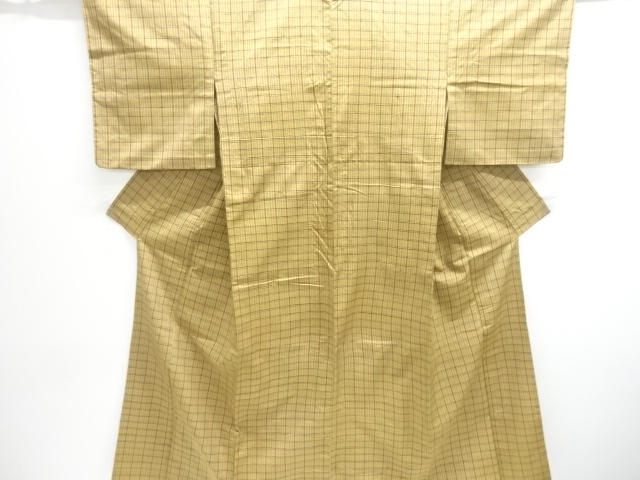 JAPANESE KIMONO / ANTIQUE VARIATION CHECKERED PATTERN WOVEN TSUMUGIHIT
